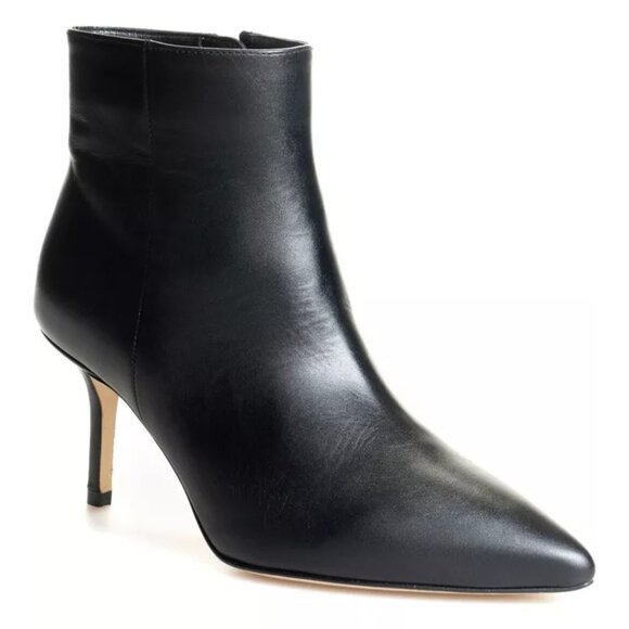 $650 L'AGENCE Aimee Pointed Toe heel Zip Bootie Black Leather 39.5 (MF18) - Picture 1 of 8